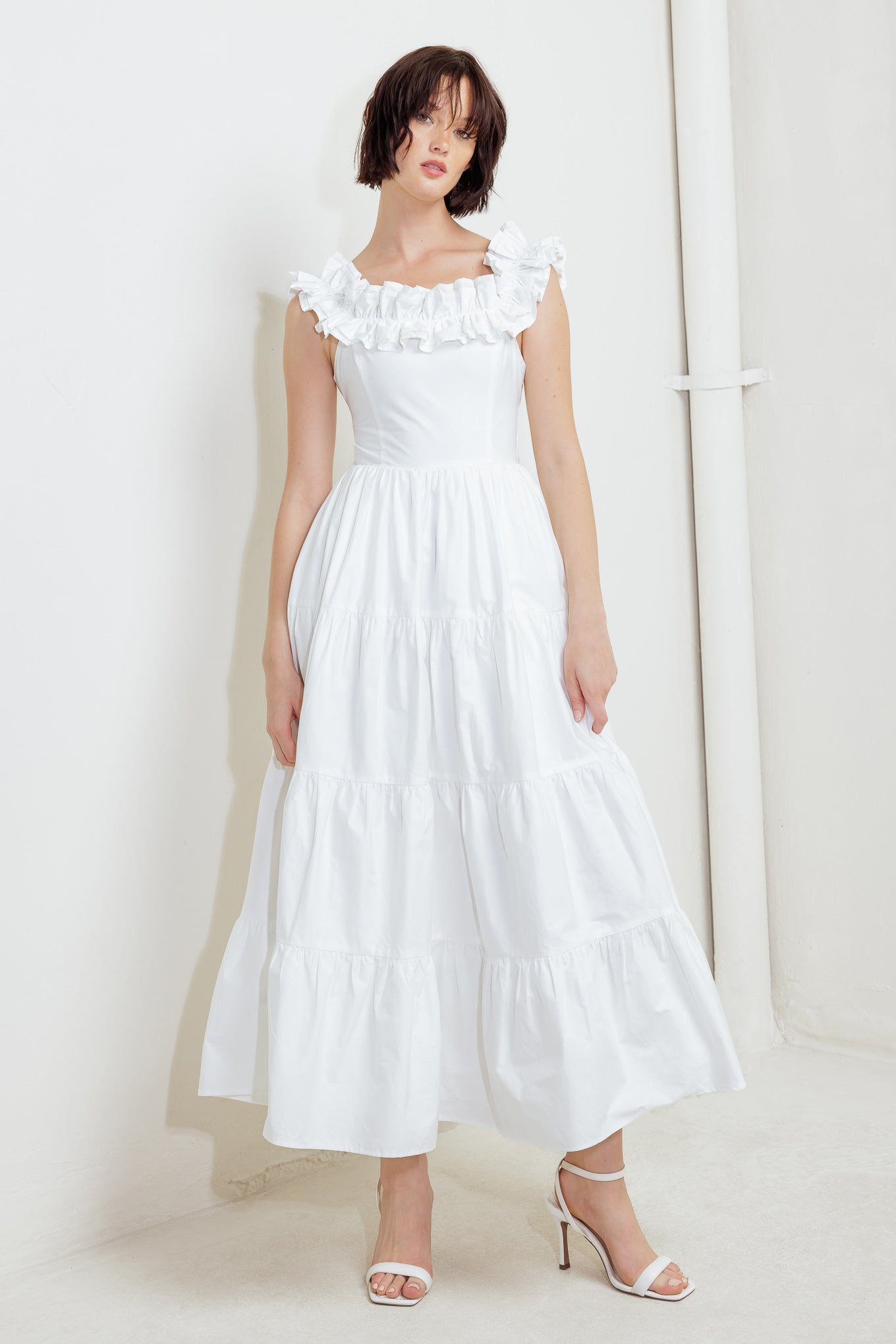 SWEETHEART TIERED ROMANCE WOVEN MIDI DRESS Flying Tomato